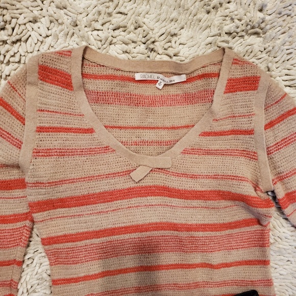 RACHEL ROY  Beige Red Striped Long Sleeve Sweater - Picture 2 of 5